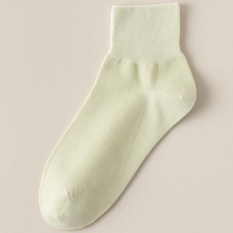 Women's Odor-Resistant Thin Cotton Summer Socks - Loose Cuff, Postpartum Comfort, Solid Color Mid-Calf Dopamine Style.