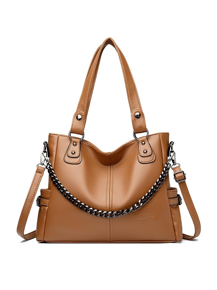 

Leather bag women s 2025 new mother fashion versatile portable tote large capacity underarm shoulder messenger bag