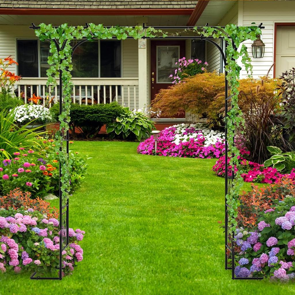Garden Arched Branches with Ground Stakes, Steel Frame Support Grid Frame