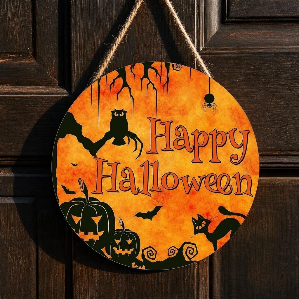 Halloween Wooden Hanging Decor for Front Door Entryway