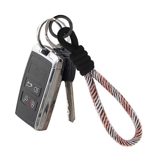 2Pcs Keychain Lanyard Two-Color Design Braided Rope Wrist Strap with Hanging Ring Keys Phone Bag Decor DIY Accessories