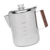 Stovetop Coffee Pot Stainless Steel Coffee Percolator with V Spout Wood Handle Multi Stove Compatible for Camping