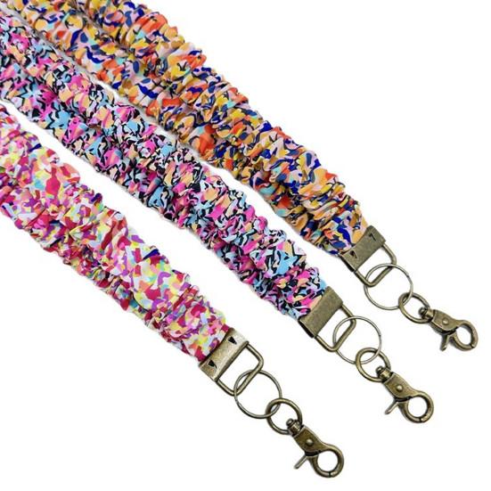4Pcs Stretchy Retractable Scrunchie Lanyard Set with Waterproof ID Card Holders Soft Telescopic Neck Lanyards