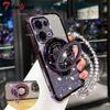 Glitter Plating Shockproof Case For Reno 13 Pro 13F Fundas Crystal Bracelet Magsafe Phone Holder Cover