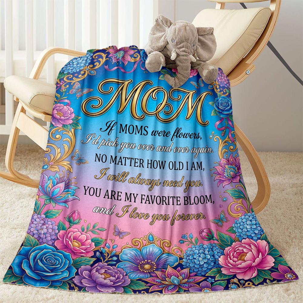 Floral Tribute Mom Blanket Durable Comfort Suitable for Chair Seaside Office Four Seasons Multipurpose Stylish Decor