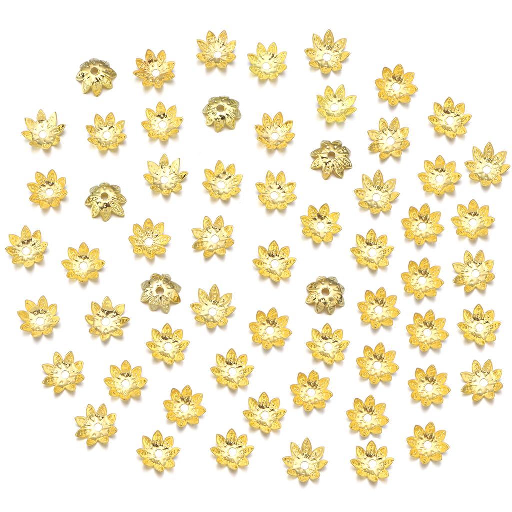100Pcs Flowers Beads Caps 8/10/12mm Lotus Spacer beads Pendant Bead Tray for Jewelry Making Charms DIY Bracelet Necklace Earring