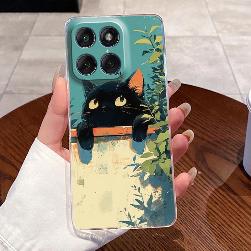 Casing For Motorola Edge 60 Fusion Pro 60s Aesthetic Fashion Cute Cat Astronaut Soft Silicone Back Cover Transparent Phone Case