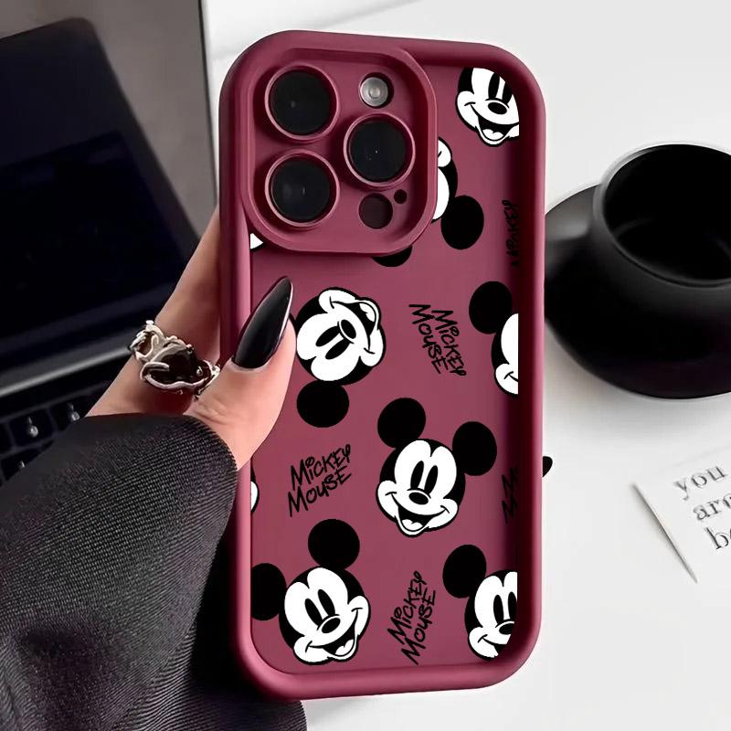 Mickey Mouse Cartoon Black White Phone Case For iPhone 17E 11 12 13 14 15 16 17 Pro Max Fundas 17 Air Plus 16e 13Mini Back Cover
