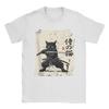 Vintage Anime Cat Japanese Art Funny Samurai Cat T Shirts Unisexs Cotton Vintage TShirt Round Neck Tees Short Sleeve Tops 5XL 6XL