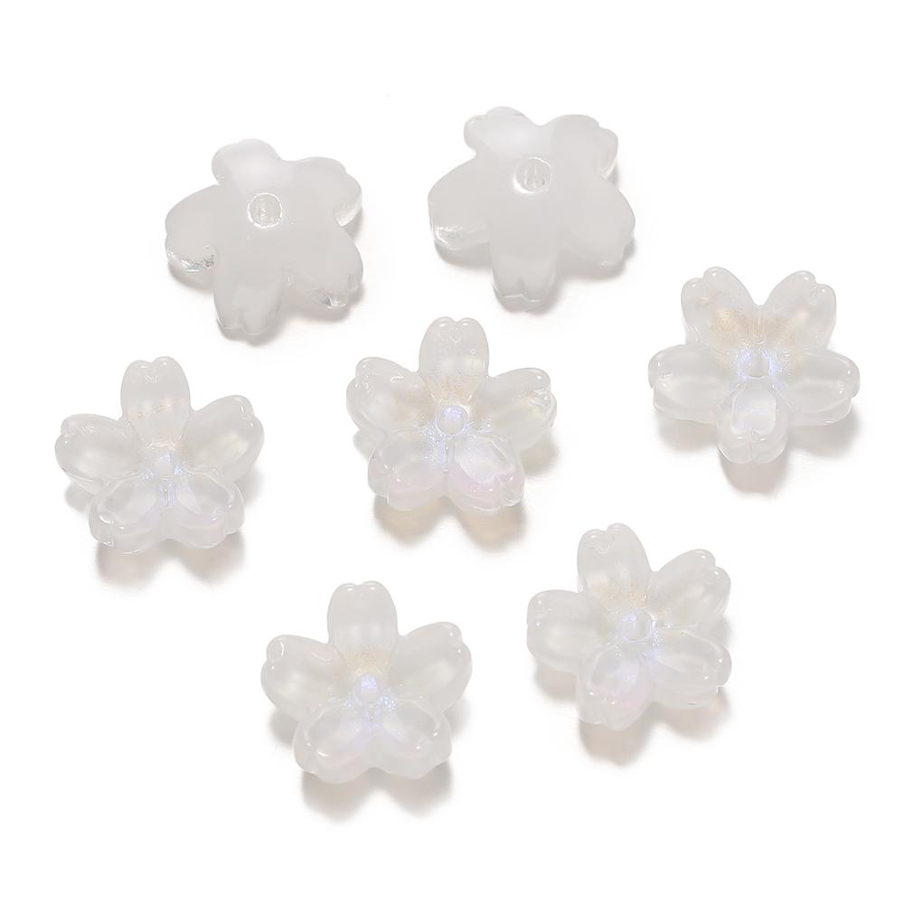 10Pcs/lot Glass Gradient Beads Cherry Blossom Scattered Beads Handcrafted DIY Production Jewelry Craft  Bracelet Accessories