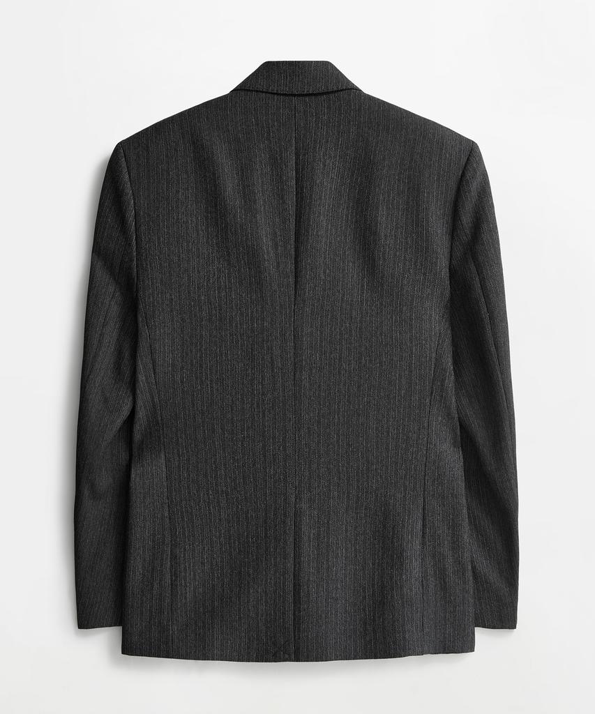 LMOOD Valmont Wool Herringbone Double Blazer Ash Black
