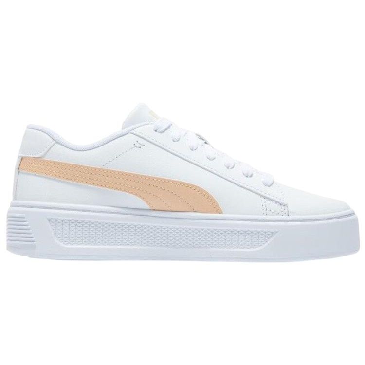 Puma Smash Series Platform V3 Leather Low-Top Sneakers Women Sneakers White Yellow 390758-03