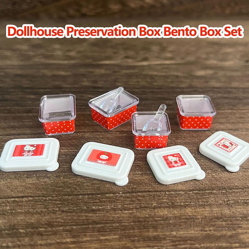 

Dollhouse Miniature Red Kt Fresh Box Bento Box Dollhouse Kitchen Accessories Toys