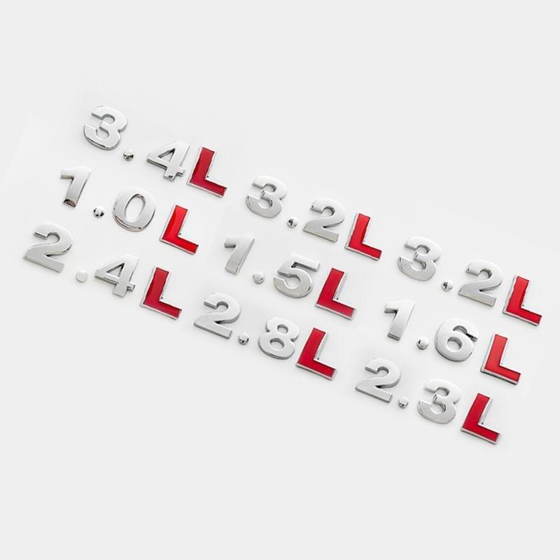 3D Metal Car Displacement Standard Rear Trunk Emblem Badge Sticker 1.0 1.2 1.4 1.6 1.8 2.0 2.5 2.8 3.0 L T 2.0T 3.0T Volume Logo