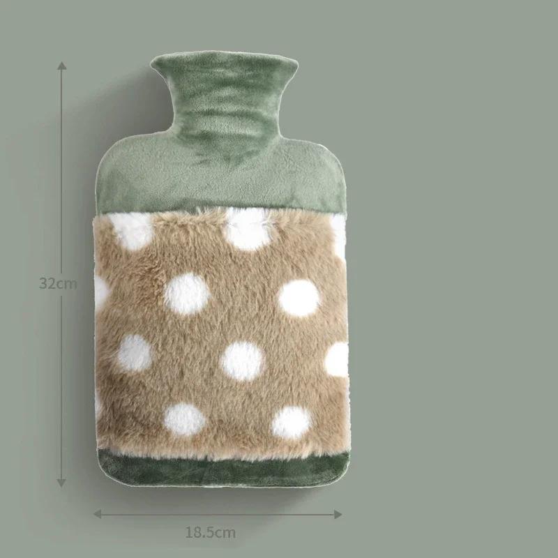 2000ml Plush PVC Water Bottle Bag Water-filling Hot-water Bag for Female Warm Belly Hands and Feet Warmer Water Bag