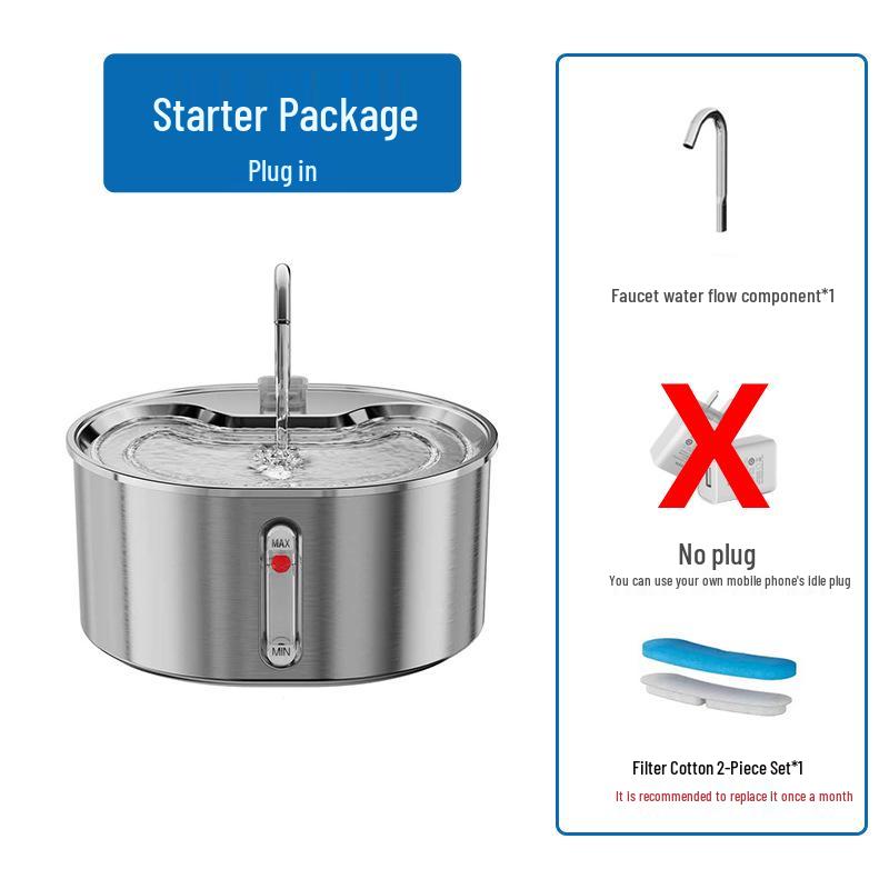 Large Capacity Stainless Steel Pet Water Fountain with Circulating Filter for Cats and Dogs