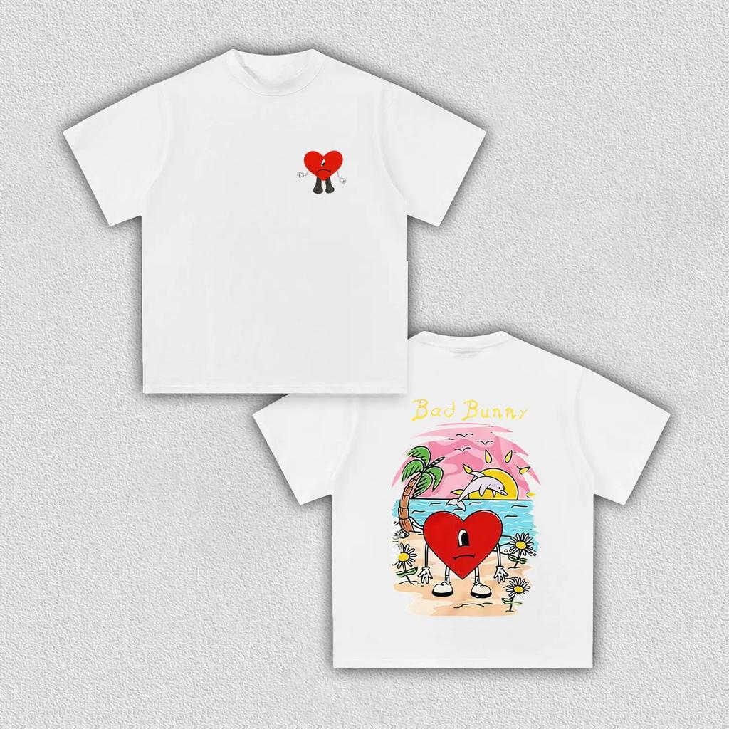 Bad Bunny Un Verano Sin Ti grafické bavlněné unisex tričko 2026 Letní kulatý výstřih Pánské Y2k Hip Hop styl Krátký rukáv Vrchní díl dárek pro fanouška