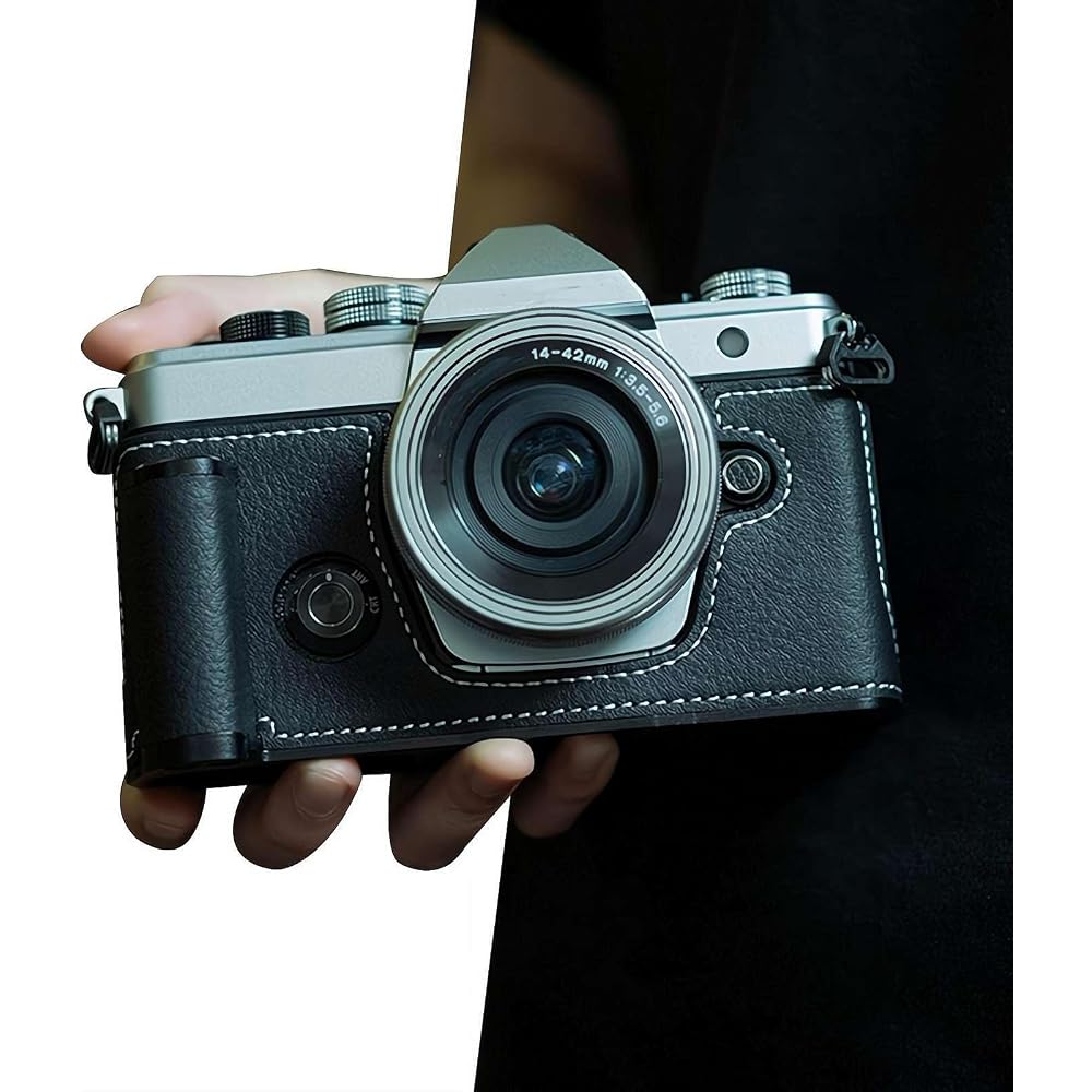 Premium Leather Camera Half Case with Strap for Olympus OM-3 - Protective Camera Bag with Shoulder Strap
