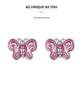 Aifle Sterling Silver S925 Pink Butterfly Earrings with Platinum-Plated Oil-Drop Design