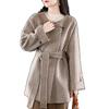 Autumn and winter new double-sided wool coat women's medium temperament loose belt wool coat