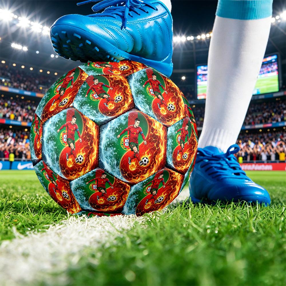 Portugal Football Printed Size 5 Soccer Ball Wear Resistant Standard Adult Training Football Fan Gift for Indoor Outdoor Match Sports