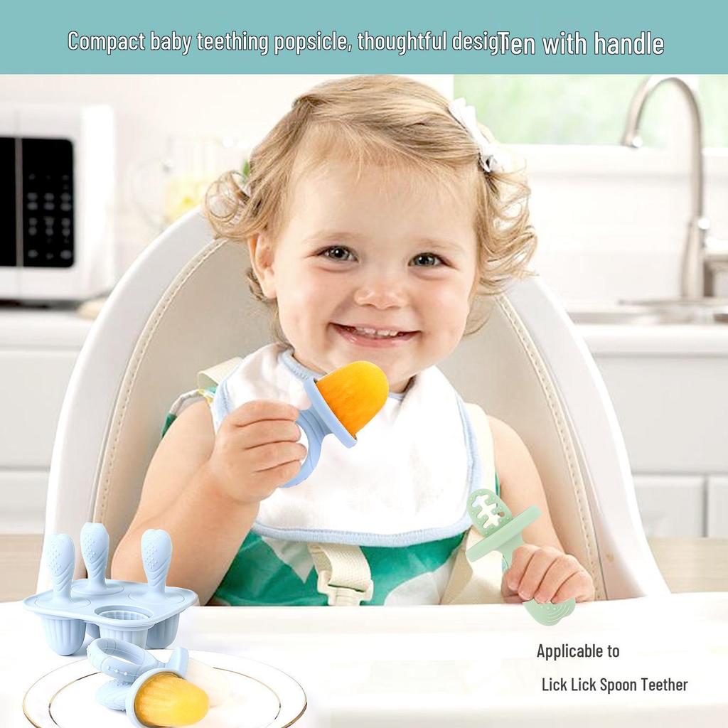 Silicone Teething Popsicle Molds for Kids - DIY Homemade Ice Cream & Ice Cube Maker