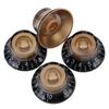 4 Stück Tonreglerknopf Transparent Glocke Lautstärke Musikinstrument Zubehör für Gitarre Bass Gold mit schwarzer Beschriftung