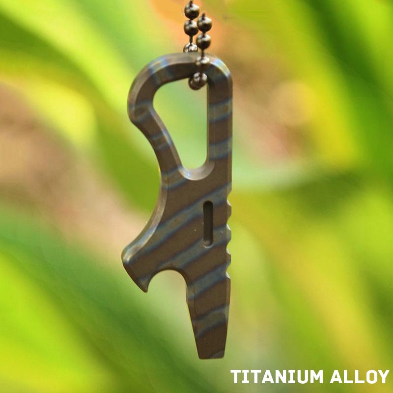 MINI Crowbar Burn Titanium Alloy EDC Nail Puller Flat-head Screwdriver Box Opener Multi-function Keychain Pendant Tools Necklace