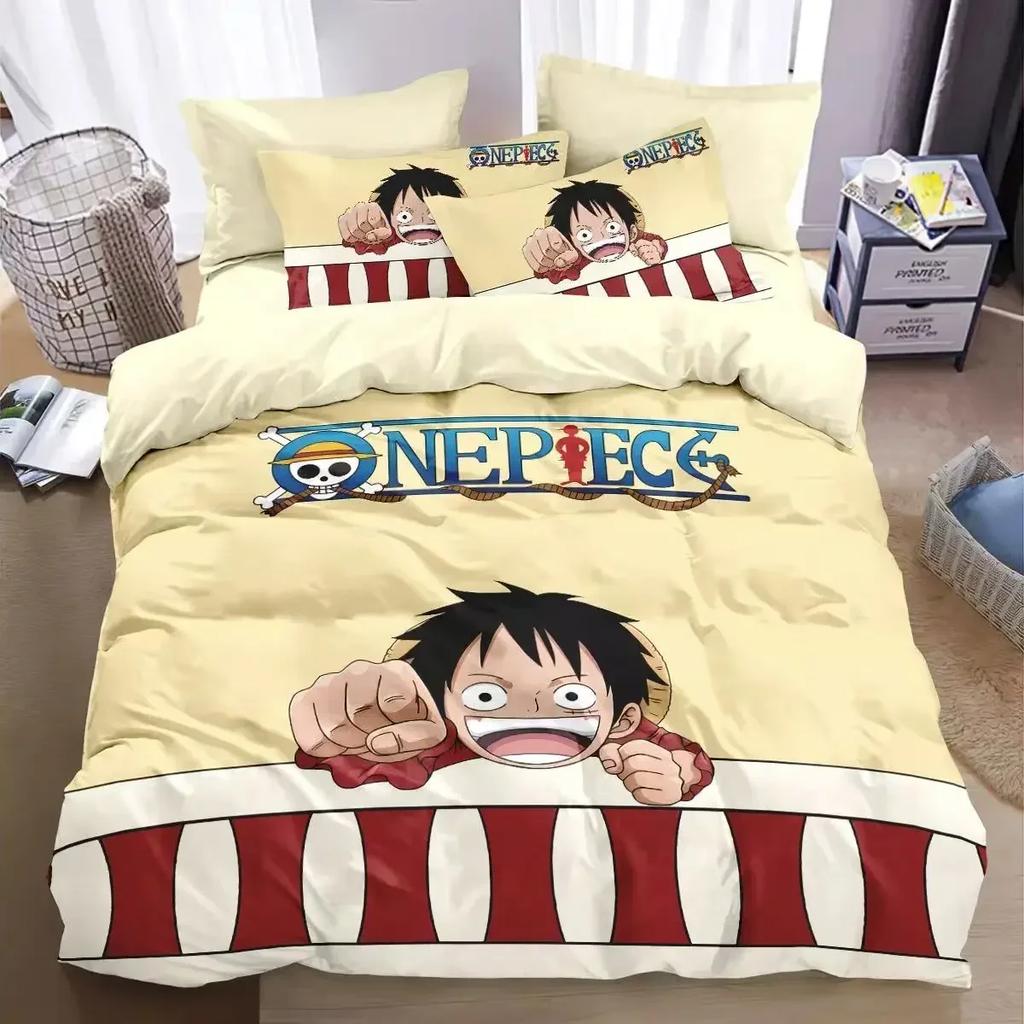 Hot One Piece Duvet Cover Pillowcase Bedding Set Anime for Adult Boy Girl Bedroom Decoration Single Double Large Size Bedding