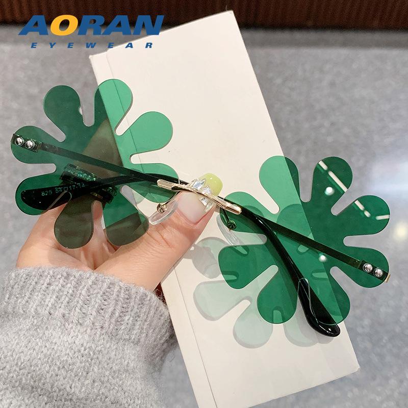 

Солнцезащитные очки без оправы с цветами: Европейский и американский уличный стиль, вдохновленный хип-хопом, веселый, уникальные оправы для женщин