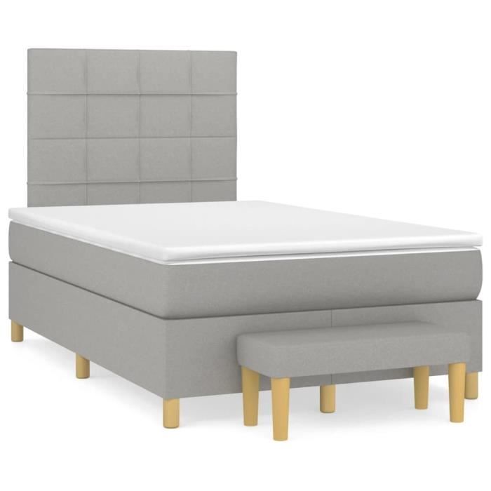 VidaXL Lit à sommier tapissier avec matelas Gris clair 120x200cm Tissu - Modèle 3137141
