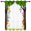 Jungle Forest Cartoon Animal Lion Elephant Curtains Bedroom Living Room Drapes Kitchen Children Window Curtain Home Decor Polyester Ideal For