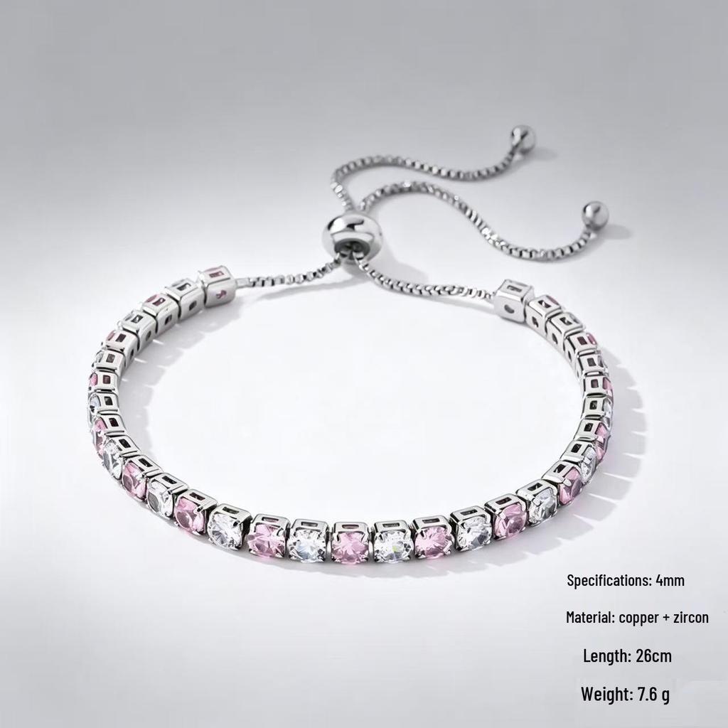 Dames Enkele Rij Diamant Kleurrijke Zircon Polka Dot Kristal Armband
