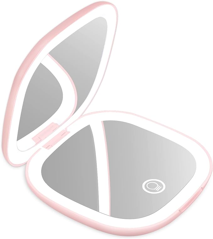 Hot Sale Compact LED Light Cosmetic Mirror Portable Rechargeable Pocket Makeup Mirror for Travel Small Handheld Makeup Mirror
