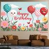 Plan 2D, tissu de fond ballon dessin animé, choix énergique pour anniversaire, décoration de fête et célébration en plein air