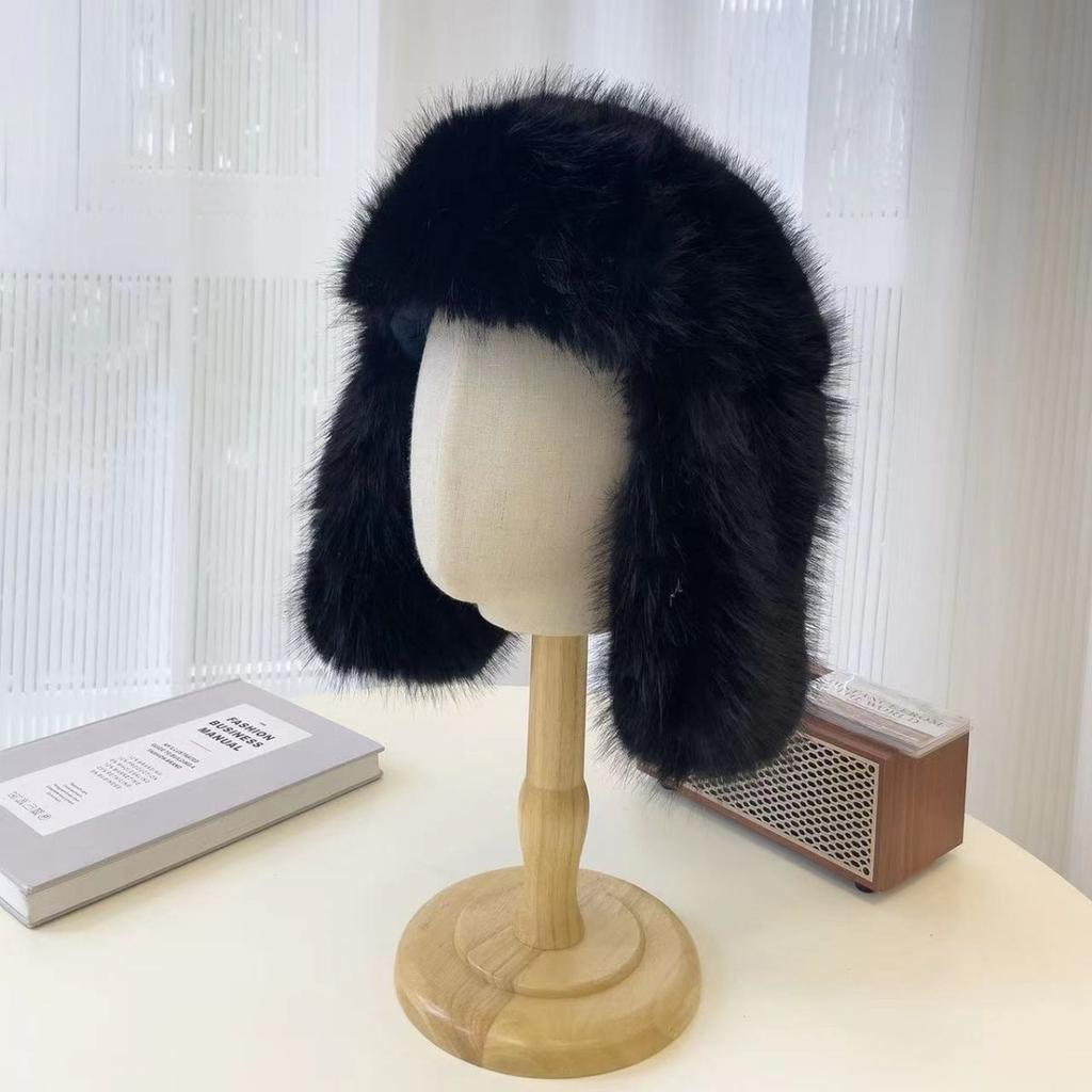 Blauer Nerzimitat Lei Feng Hut Damen Winter Plüsch Ski Kalt Warm Ohrenschutz Hut Fleece Verdickter Hut