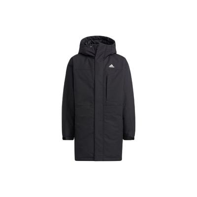 Logo Pattern Mid-Length Hooded Down Jacket Unisex Outerwear Black H20764