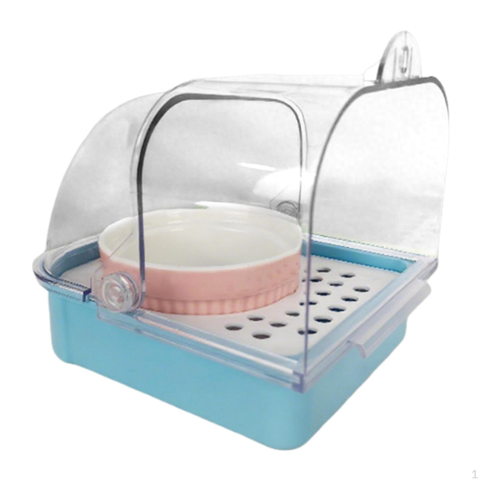 

Bird Bath with Feeder, Shower Unit, And Cage Accessory for Small Birds синій