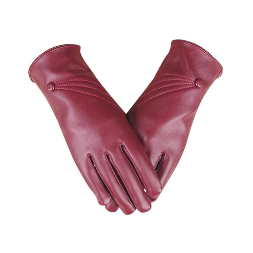 New Fashion Cool Plus Velvet Windproof Touch Screen Mittens Cashmere Gloves Punk PU Leather Gloves