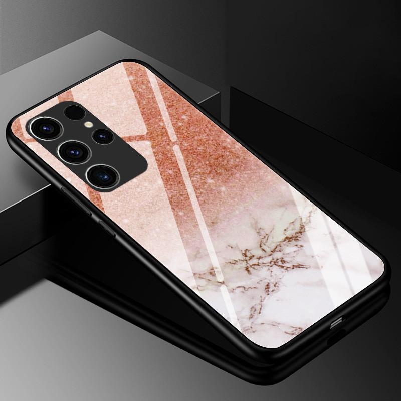 Marble Tempered Glass Phone Case For Samsung Galaxy S23 Ultra 5G Case Fashion Glass Back Cover for Samsung S23 Plus / S23 Ultra