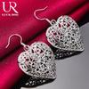 925 Sterling Silver Hollow Heart-shaped Flower Piercing Earrings Fashionable Wedding Jewelry