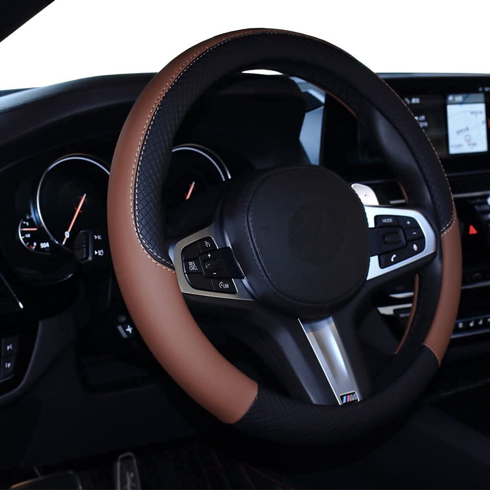 HUACHENG Steering Wheel Cover for Small S Genuine Suitable for All Standard Steering Protective Interior Car Supplies Cars, Cars, Size, Leather,