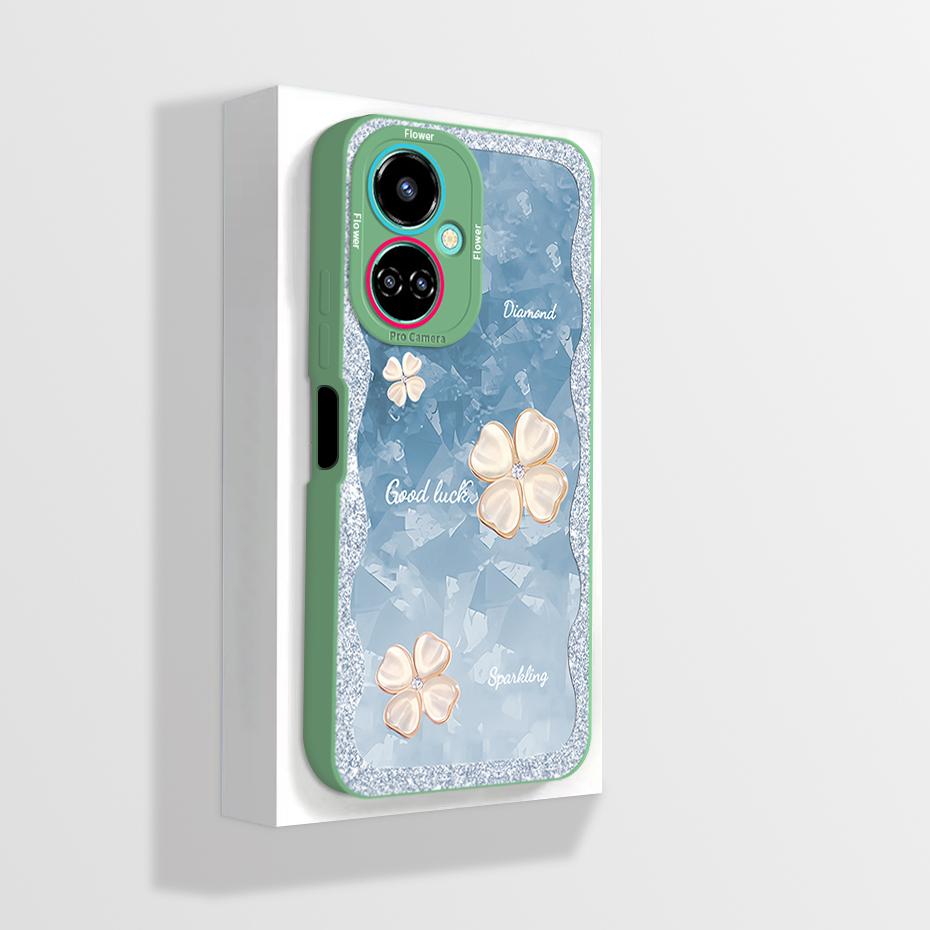 For Tecno Camon 19 Case Camon 19 Pro Neo Phone Case Astronaut Flower Camera Protection Anti Drop Liquid Silicone Soft Back Cover
