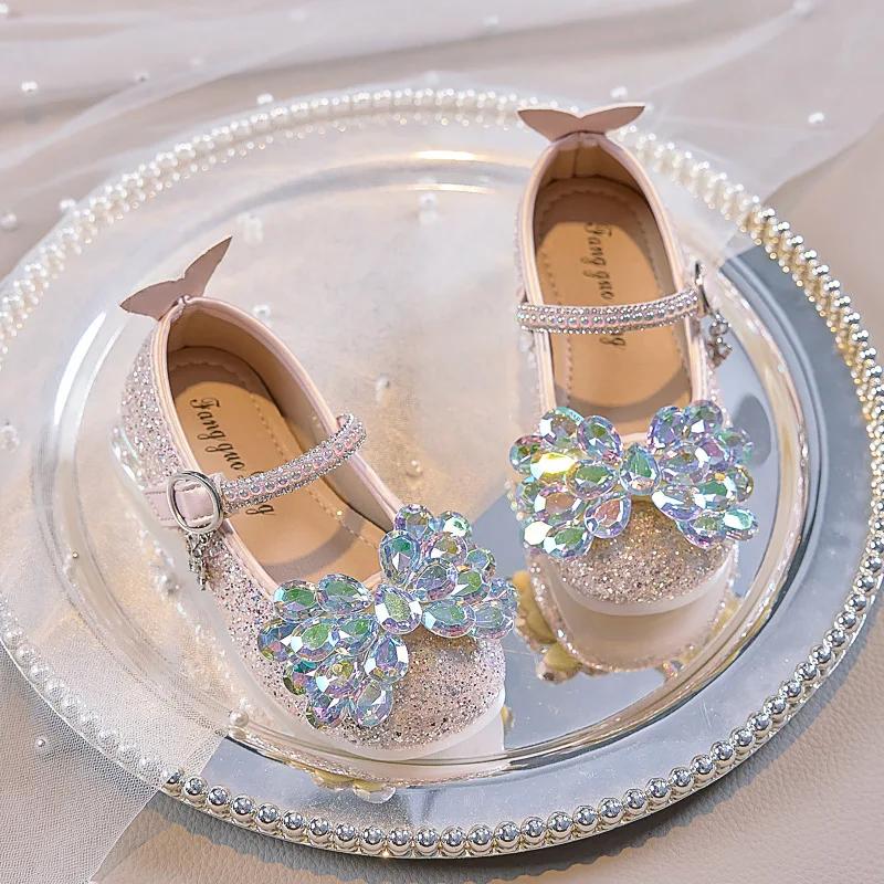 2024 Children Leather Shoes for Girls Autumn New Fashion Korean Style Soft Sole Anti-slippery Versatile Chic Princess Dress Shoe