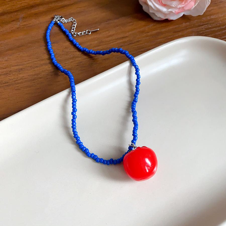 Dopamine Color Flower Love Necklace Summer Small Fresh Long Collarbone Chain Holiday Sweet Girl Heart Necklace