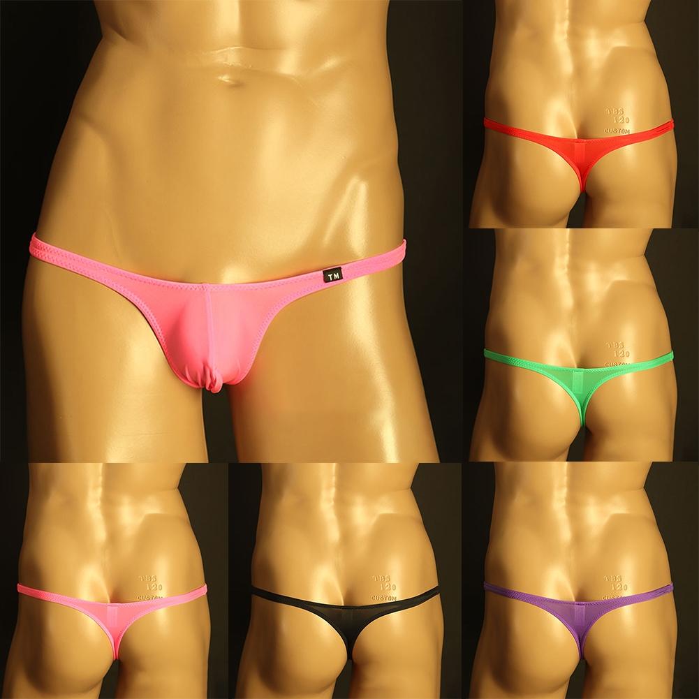 Comfortable Men's Low Waist Ice Silk Thongs Lingerie Underwear Briefs (Green)