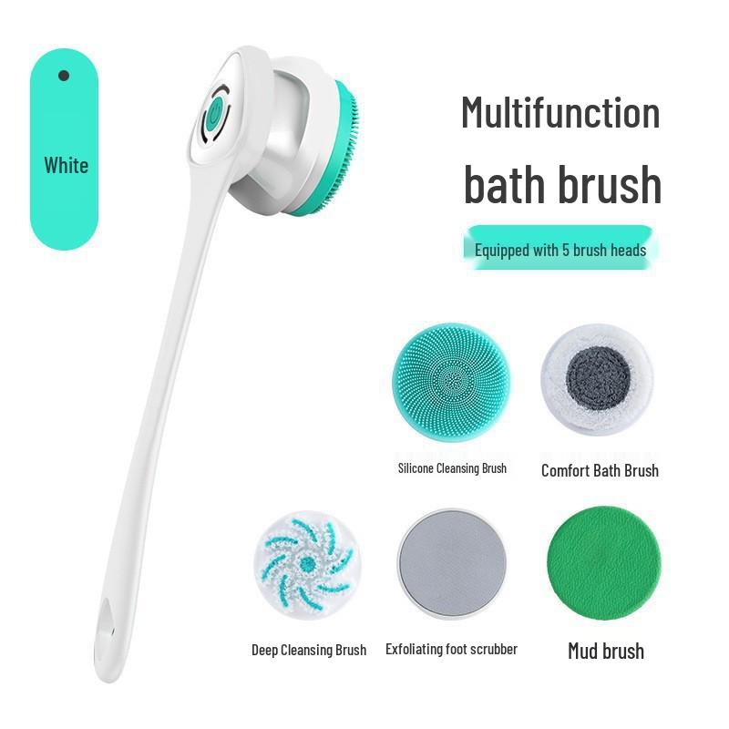 Multifunktionale elektrische Badebürste - Wasserdicht, mit langem Griff, Schrubber für Rücken und Dusche