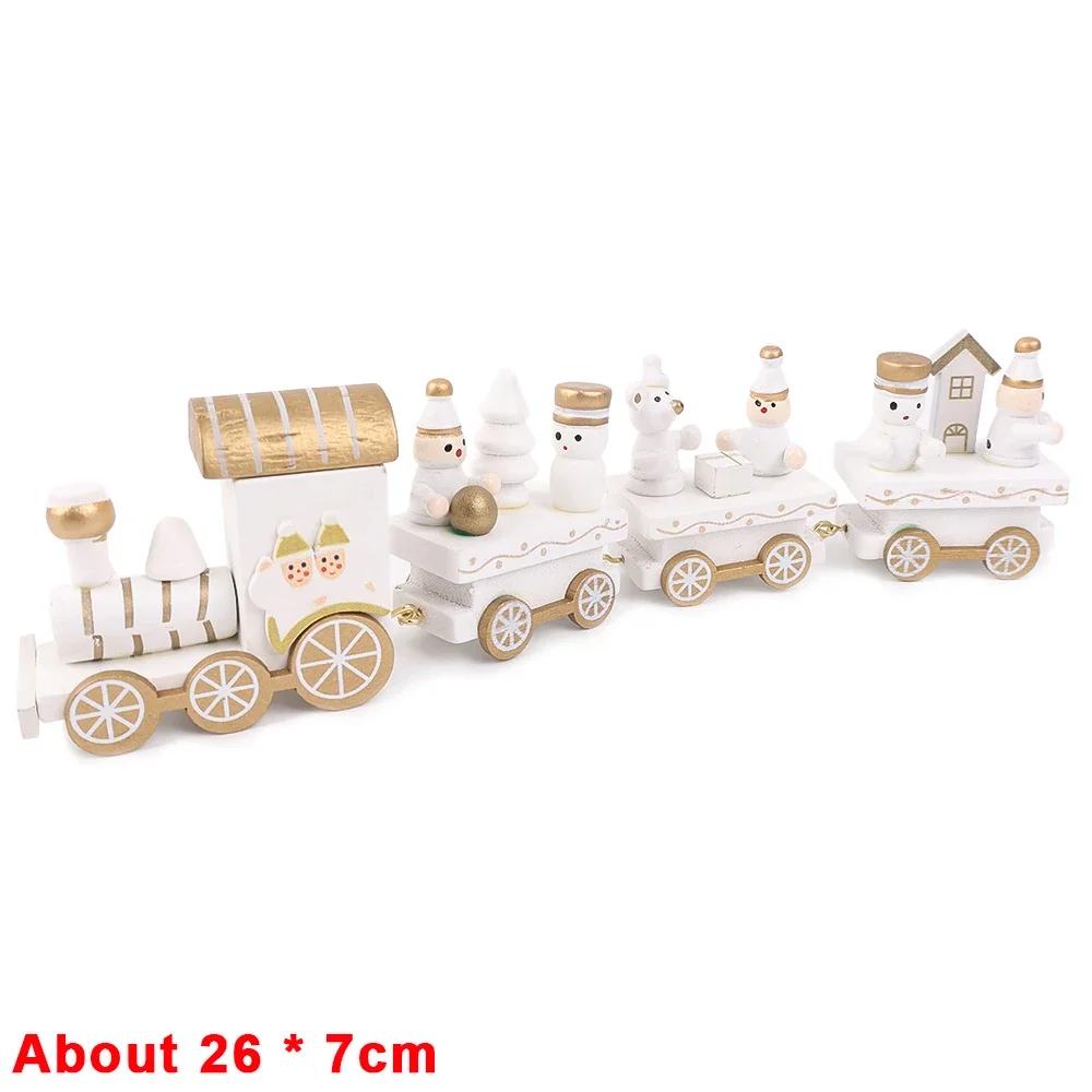 Wooden Christmas Train Ornament Plastic Mini Christmas Train Toys Festival Party Decoration Xmas Table Ornaments New Year Gifts