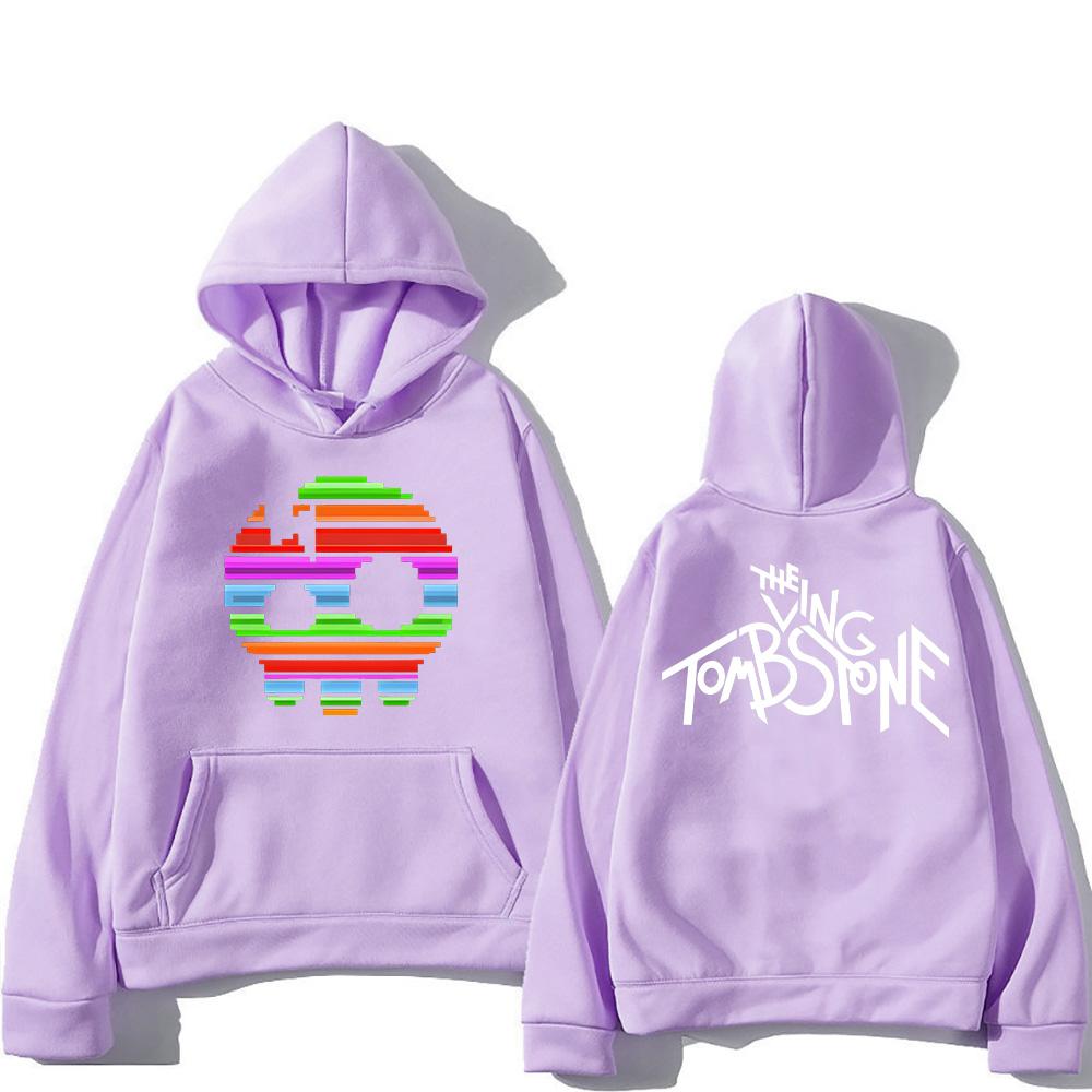 The Living Tombstone Rainbow Skull Hoodie The Living Tombstone Skull Humorous Graphic Sweatshirts Unisex Long Sleeve Pullovers