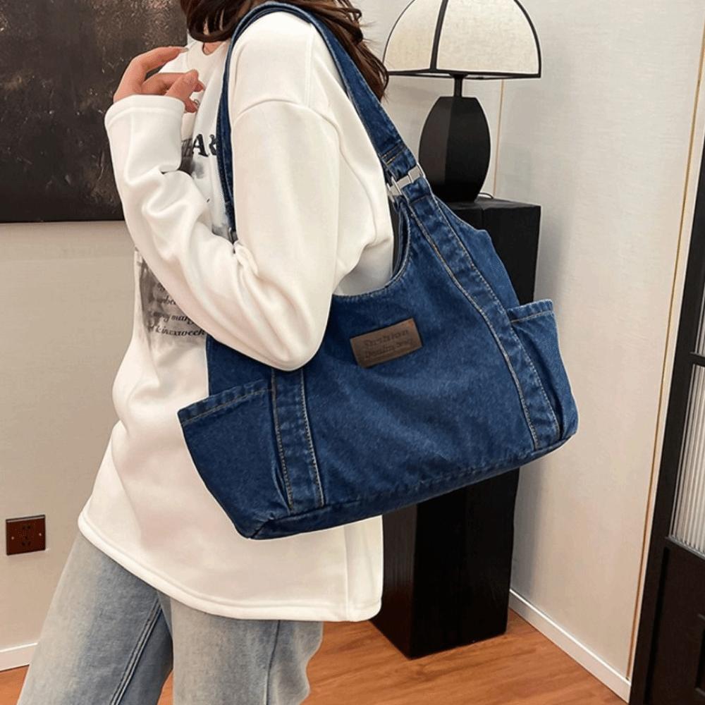 Retro Denim Shoulder Bag Korean Style Underarm Packs Sweet Handbag Office Worker
